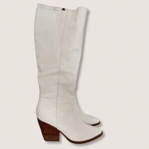 A Rider Girl (7.5) Kerry Over Knee Western Style Pointed Toe Heeled Boot Lizard